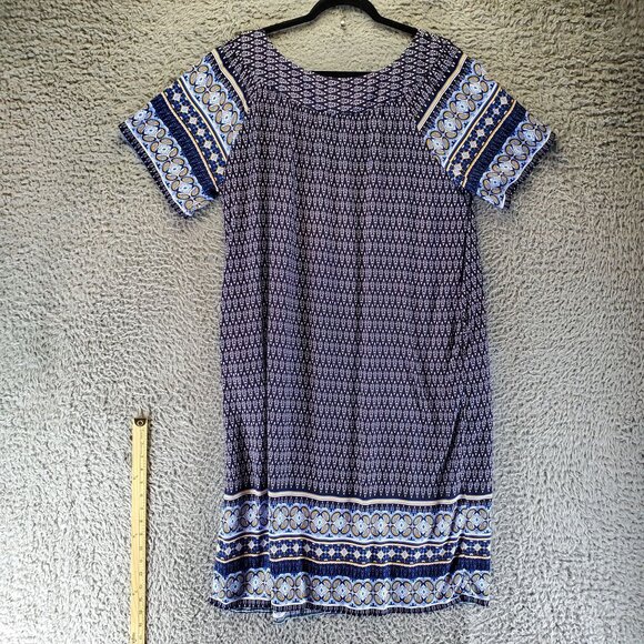 Ekouaer Dress Womens 2XL Blue Ethnic Pattern Short Sleeve Lightweight - Picture 7 of 8